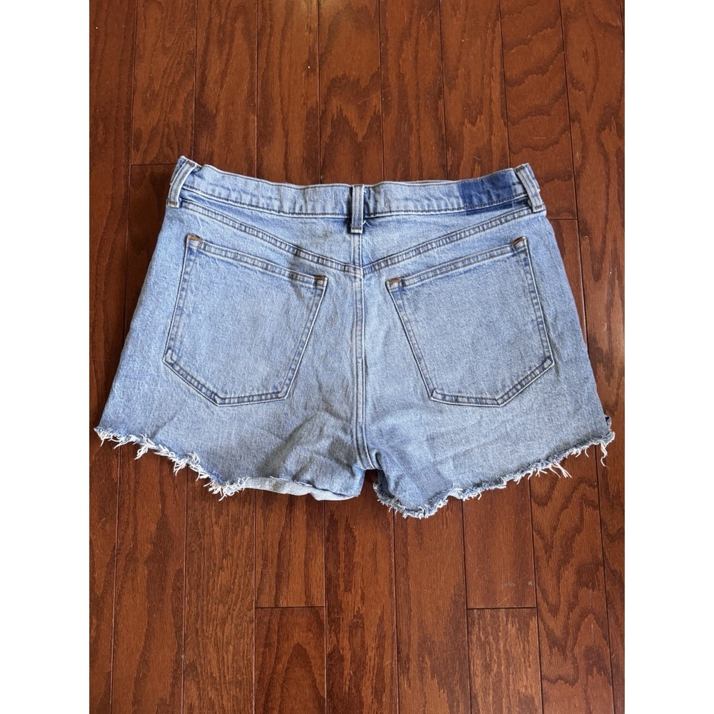 Abercrombie & Fitch The Mom Short Womens 31/12 Blue Cotton High Rise Raw Hem - Picture 2 of 7